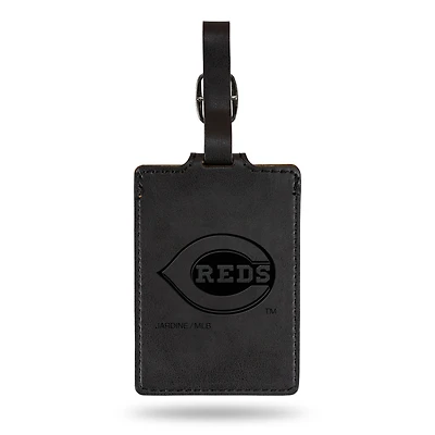 Black Cincinnati Reds Ultra Suede Luggage Tag