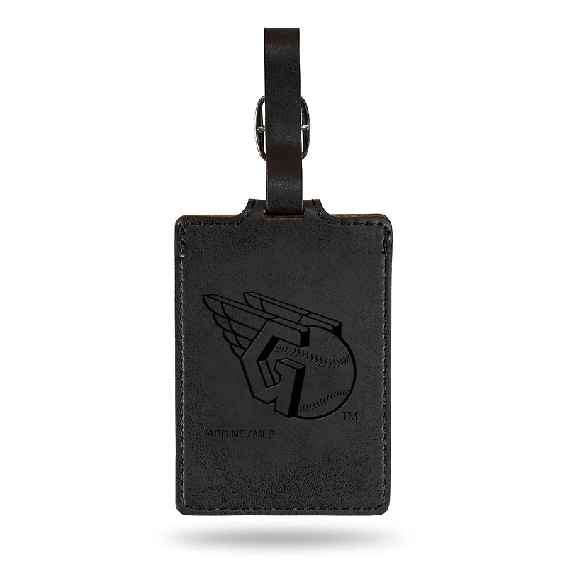 Black Cleveland Guardians Ultra Suede Luggage Tag