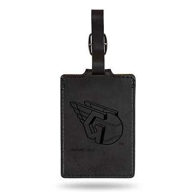Black Cleveland Guardians Ultra Suede Luggage Tag