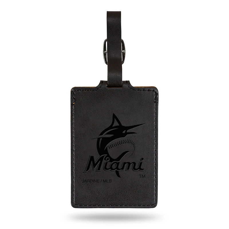 Black Miami Marlins Ultra Suede Luggage Tag
