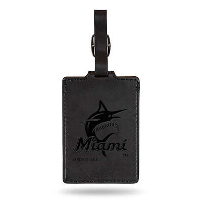 Black Miami Marlins Ultra Suede Luggage Tag