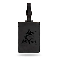Black Miami Marlins Ultra Suede Luggage Tag