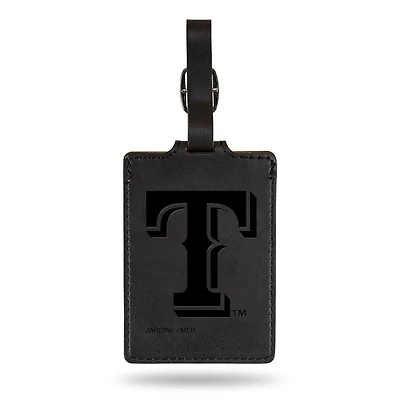 Black Texas Rangers Ultra Suede Luggage Tag