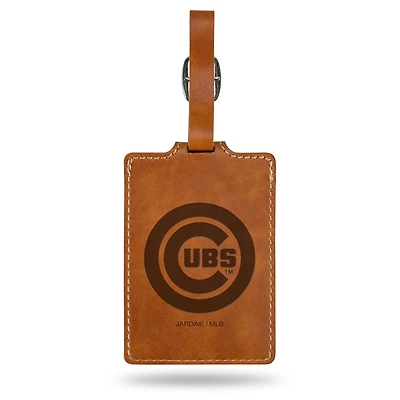 Brown Chicago Cubs Ultra Suede Luggage Tag