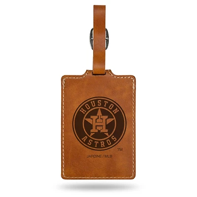 Brown Houston Astros Ultra Suede Luggage Tag