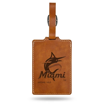 Brown Miami Marlins Ultra Suede Luggage Tag