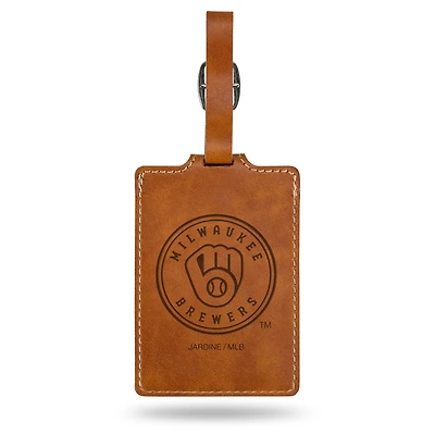 Brown Milwaukee Brewers Ultra Suede Luggage Tag
