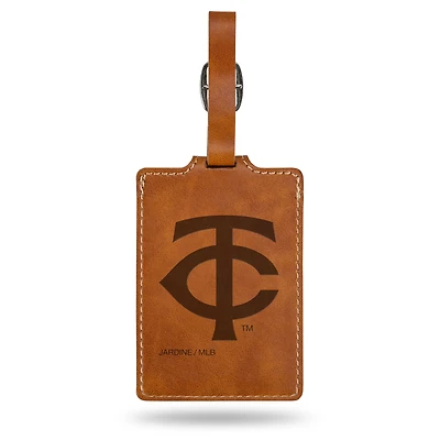 Brown Minnesota Twins Ultra Suede Luggage Tag