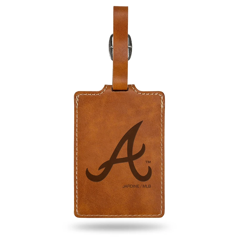 Brown Atlanta Braves Ultra Suede Luggage Tag