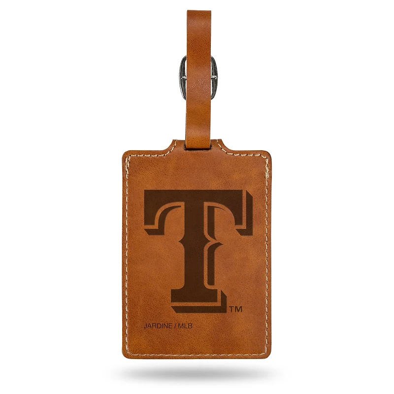 Brown Texas Rangers Ultra Suede Luggage Tag