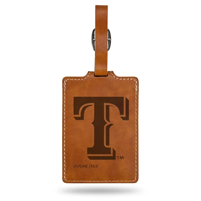 Brown Texas Rangers Ultra Suede Luggage Tag