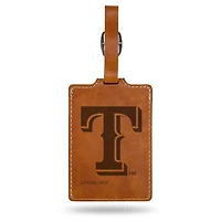 Brown Texas Rangers Ultra Suede Luggage Tag
