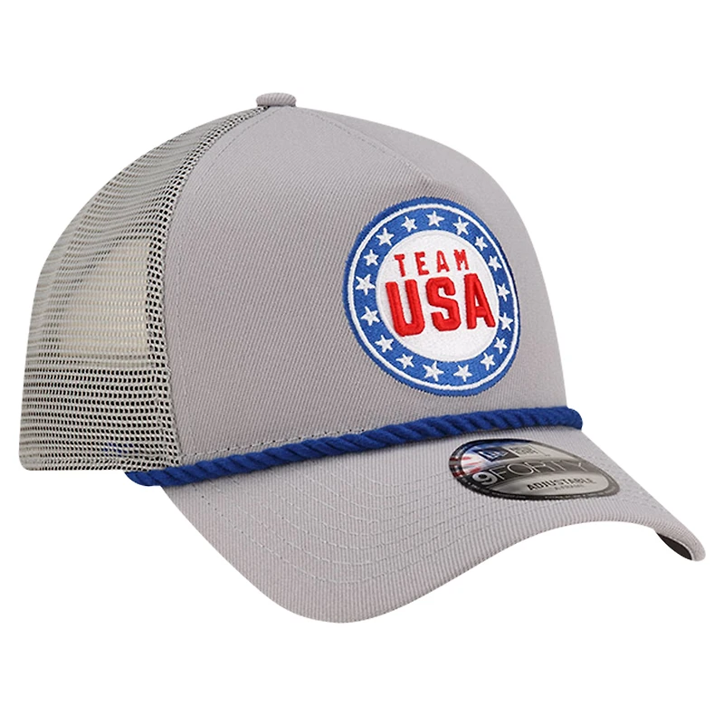 Men's New Era Gray Looney Tunes x Team USA Badge Trucker 9FORTY Adjustable Hat