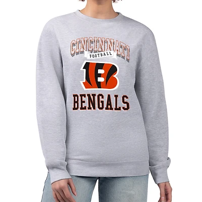 Women's G-III 4Her by Carl Banks Heather Gray Cincinnati Bengals Team Logo Graphic Tri-Blend Pullover Sweatshirt