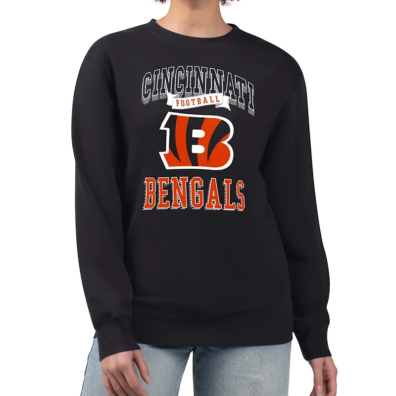 Women's G-III 4Her by Carl Banks Black Cincinnati Bengals Team Logo Graphic Tri-Blend Pullover Sweatshirt