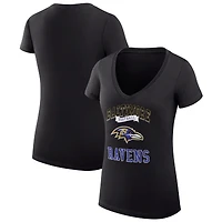 Women's G-III 4Her by Carl Banks Black Baltimore Ravens Super-Slim Fit Lightweight Team Logo Graphic V-Neck T-Shirt