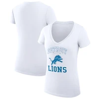 Women's G-III 4Her by Carl Banks White Detroit Lions Super-Slim Fit Lightweight Team Logo Graphic V-Neck T-Shirt