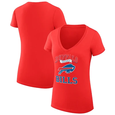 Women's G-III 4Her by Carl Banks Red Buffalo Bills Super-Slim Fit Lightweight Team Logo Graphic V-Neck T-Shirt