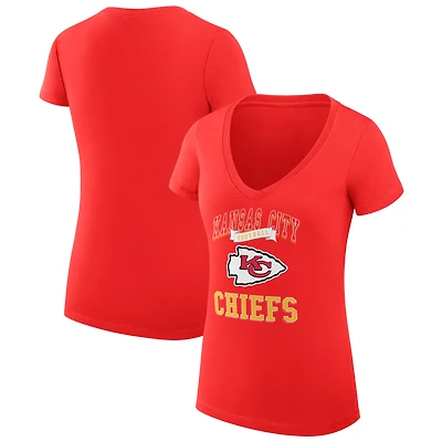 Women's G-III 4Her by Carl Banks Red Kansas City Chiefs Super-Slim Fit Lightweight Team Logo Graphic V-Neck T-Shirt