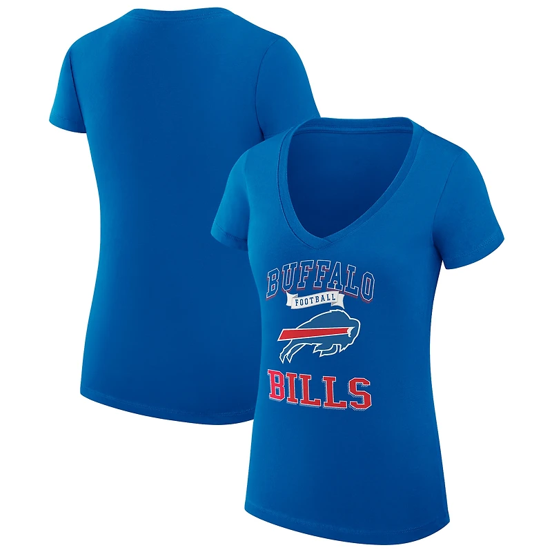 Women's G-III 4Her by Carl Banks Royal Buffalo Bills Super-Slim Fit Lightweight Team Logo Graphic V-Neck T-Shirt
