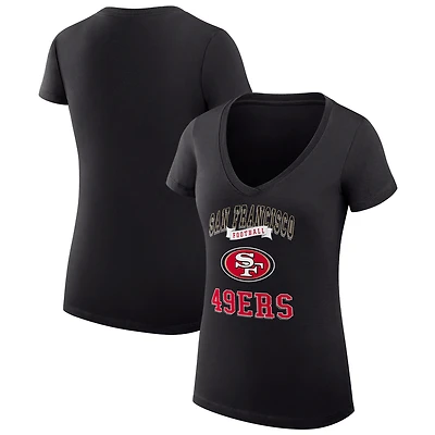 Women's G-III 4Her by Carl Banks Black San Francisco 49ers Super-Slim Fit Lightweight Team Logo Graphic V-Neck T-Shirt