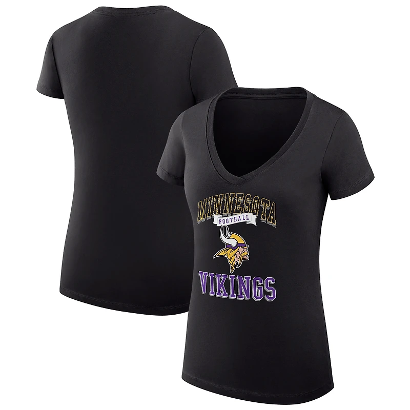 Women's G-III 4Her by Carl Banks Minnesota Vikings Super-Slim Fit Lightweight Team Logo Graphic V-Neck T-Shirt