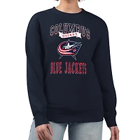 Women's G-III 4Her by Carl Banks Navy Columbus Blue Jackets Team Logo Tri-Blend Fleece Pullover Sweatshirt