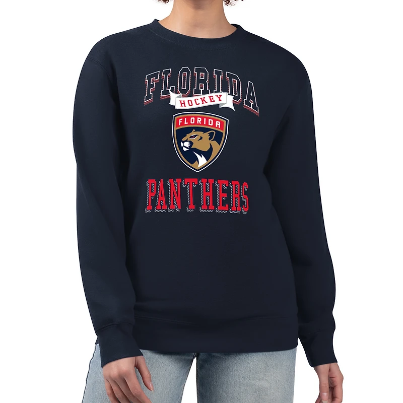 Women's G-III 4Her by Carl Banks Navy Florida Panthers Team Logo Tri-Blend Fleece Pullover Sweatshirt