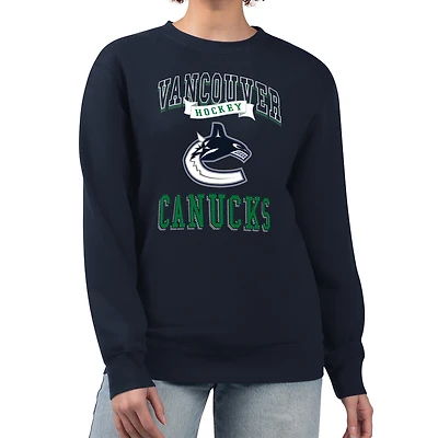 Women's G-III 4Her by Carl Banks Navy Vancouver Canucks Team Logo Tri-Blend Fleece Pullover Sweatshirt