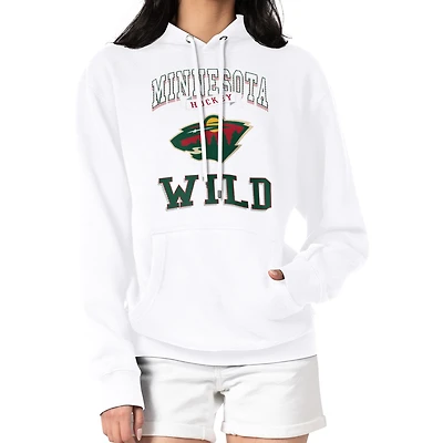 Women's G-III 4Her by Carl Banks White Minnesota Wild Team Logo Tri-Blend Fleece Pullover Hoodie