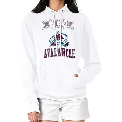 Women's G-III 4Her by Carl Banks White Colorado Avalanche Team Logo Tri-Blend Fleece Pullover Hoodie
