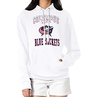 Women's G-III 4Her by Carl Banks White Columbus Blue Jackets Team Logo Tri-Blend Fleece Pullover Hoodie