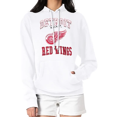 Women's G-III 4Her by Carl Banks White Detroit Red Wings Team Logo Tri-Blend Fleece Pullover Hoodie