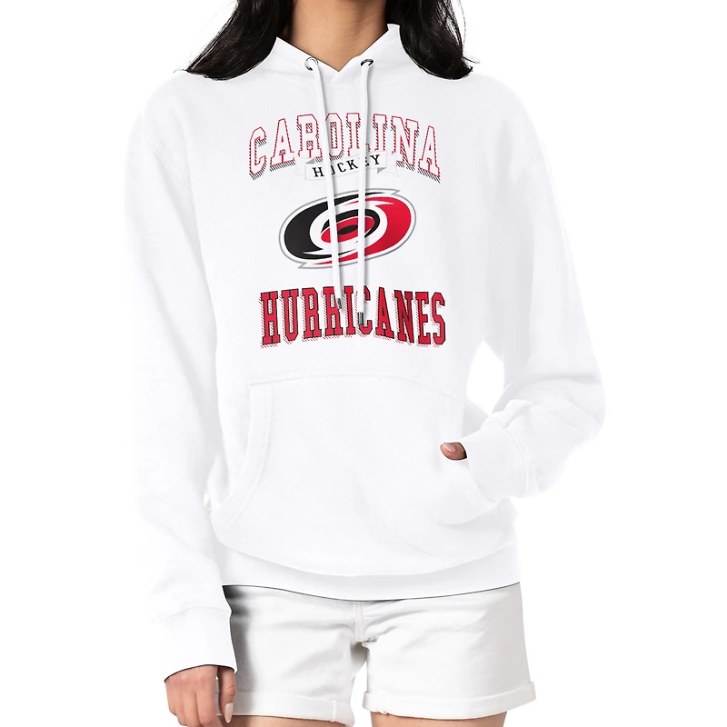 Women's G-III 4Her by Carl Banks White Carolina Hurricanes Team Logo Tri-Blend Fleece Pullover Hoodie