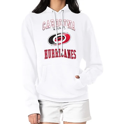Women's G-III 4Her by Carl Banks White Carolina Hurricanes Team Logo Tri-Blend Fleece Pullover Hoodie