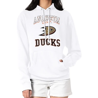 Women's G-III 4Her by Carl Banks White Anaheim Ducks Team Logo Tri-Blend Fleece Pullover Hoodie