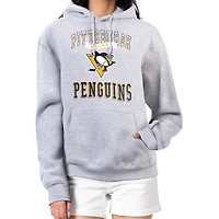 Women's G-III 4Her by Carl Banks Heather Gray Pittsburgh Penguins Team Logo Tri-Blend Fleece Pullover Hoodie