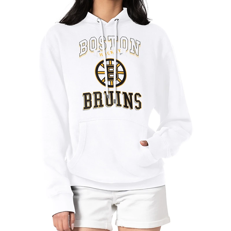 Women's G-III 4Her by Carl Banks White Boston Bruins Team Logo Tri-Blend Fleece Pullover Hoodie