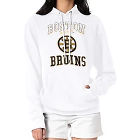 Women's G-III 4Her by Carl Banks White Boston Bruins Team Logo Tri-Blend Fleece Pullover Hoodie
