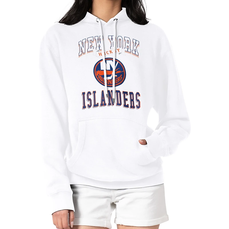 Women's G-III 4Her by Carl Banks White New York Islanders Team Logo Tri-Blend Fleece Pullover Hoodie