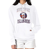 Women's G-III 4Her by Carl Banks White New York Islanders Team Logo Tri-Blend Fleece Pullover Hoodie