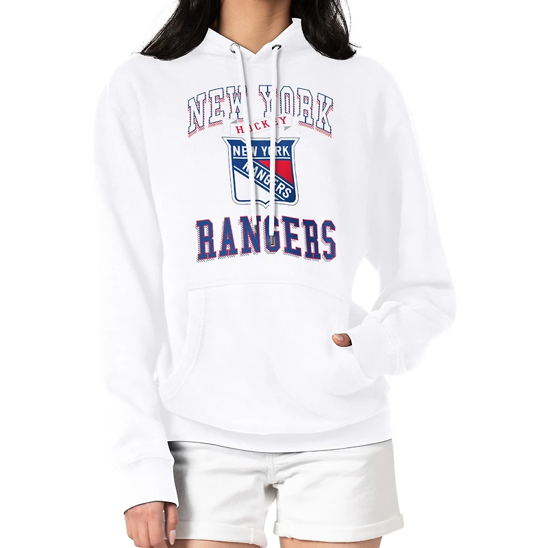 Women's G-III 4Her by Carl Banks White New York Rangers Team Logo Tri-Blend Fleece Pullover Hoodie