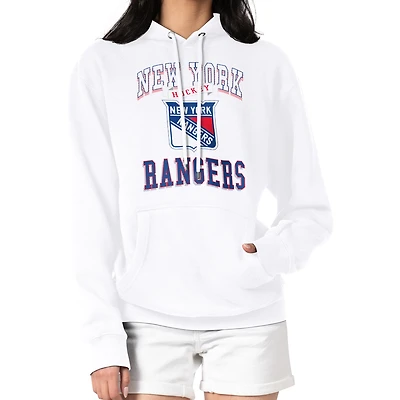 Women's G-III 4Her by Carl Banks White New York Rangers Team Logo Tri-Blend Fleece Pullover Hoodie