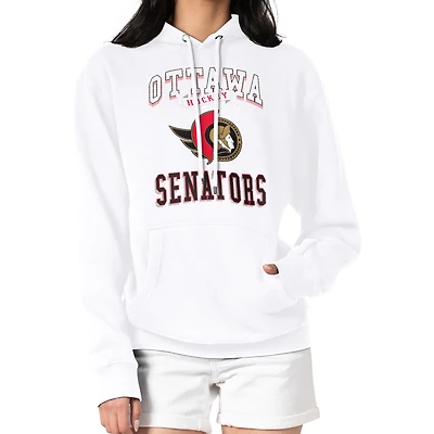 Women's G-III 4Her by Carl Banks White Ottawa Senators Team Logo Tri-Blend Fleece Pullover Hoodie