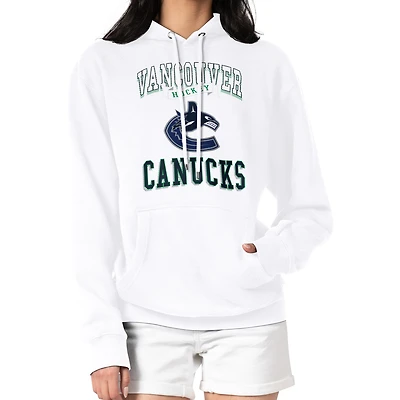 Women's G-III 4Her by Carl Banks White Vancouver Canucks Team Logo Tri-Blend Fleece Pullover Hoodie