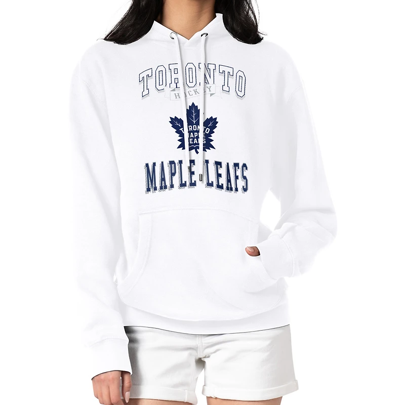 Women's G-III 4Her by Carl Banks White Toronto Maple Leafs Team Logo Tri-Blend Fleece Pullover Hoodie