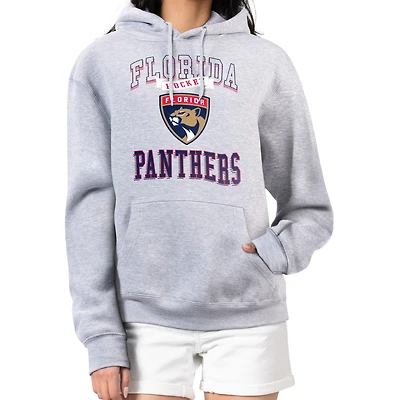 Women's G-III 4Her by Carl Banks Heather Gray Florida Panthers Team Logo Tri-Blend Fleece Pullover Hoodie