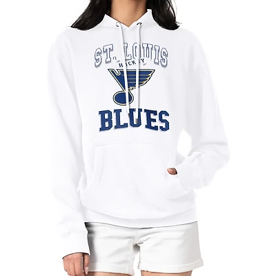 Women's G-III 4Her by Carl Banks White St. Louis Blues Team Logo Tri-Blend Fleece Pullover Hoodie