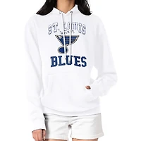 Women's G-III 4Her by Carl Banks White St. Louis Blues Team Logo Tri-Blend Fleece Pullover Hoodie