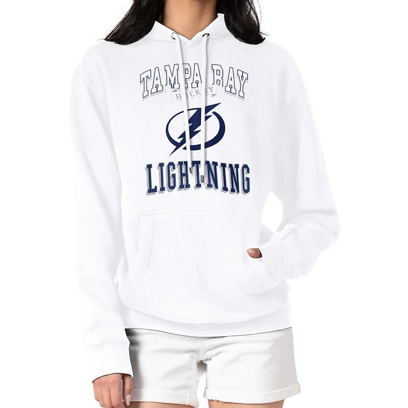 Women's G-III 4Her by Carl Banks White Tampa Bay Lightning Team Logo Tri-Blend Fleece Pullover Hoodie